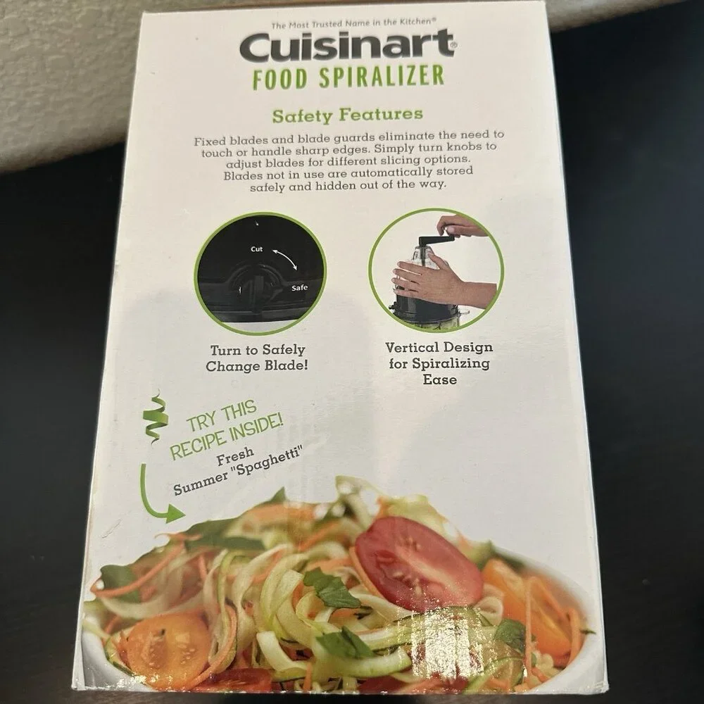 Cuisinart Food Spiralizer Black Stainless Slicer Dishwasher Safe Kitchen Gadget